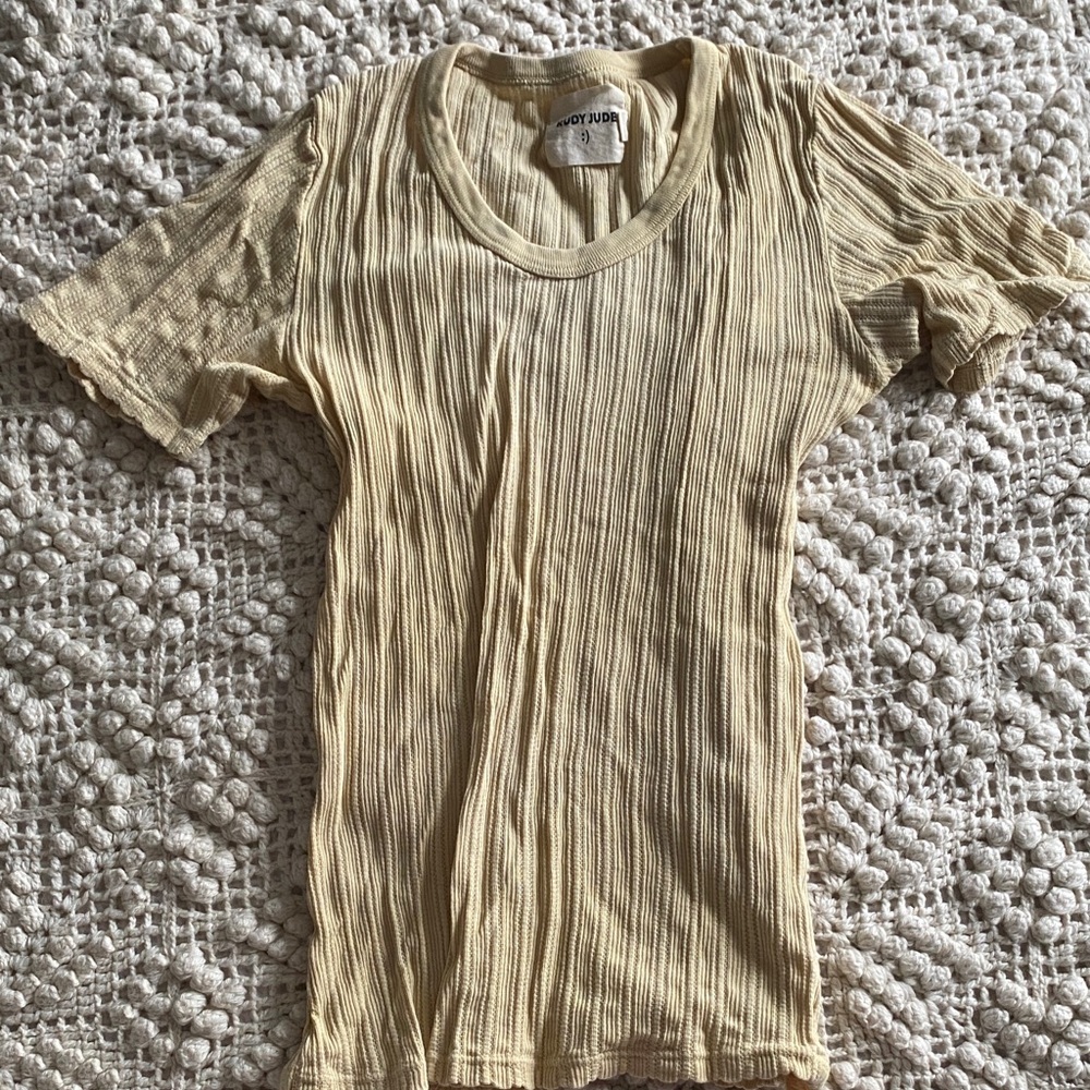 Pointelle Tee in Canary